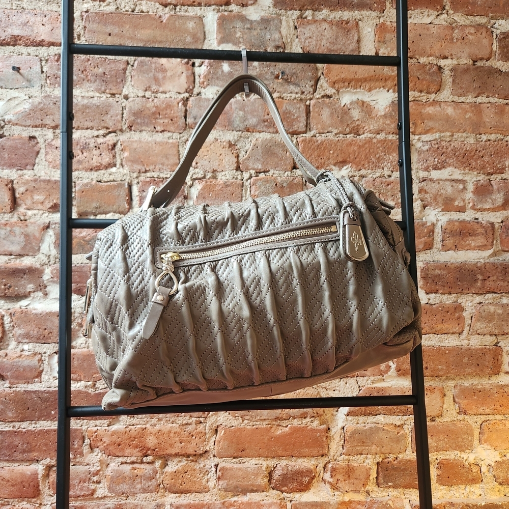 Cole Haan Elegant Taupe Quilted All-Leather Handbag